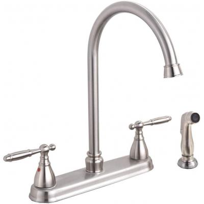 SHACO Brushed Nickel Two Handle Kitchen Faucet With Sprayer,High Arch ...