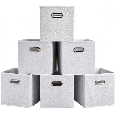 SHACO White Folding Storage Cubes, Durable Double Metal Cube Storage B...